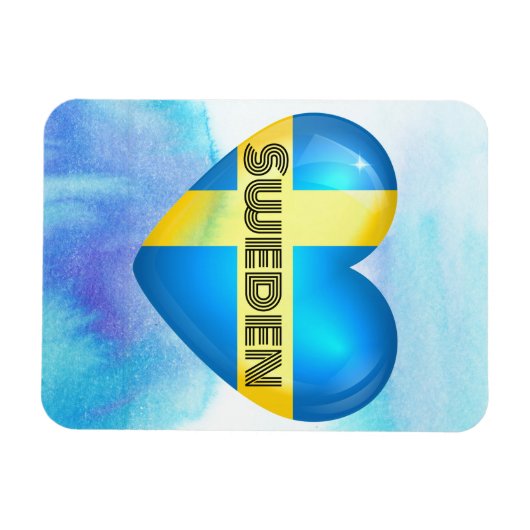 Schweden Herz Flag Flexible Magnet (Horizontal)