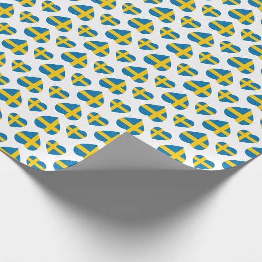SCHWEDEN-HERZ-FORM-FLAGGE GESCHENKPAPIER (Ecke)