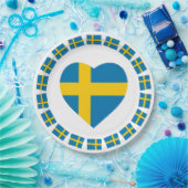 SCHWEDEN-HERZ-FORM-FLAGGE PAPPTELLER (Party)