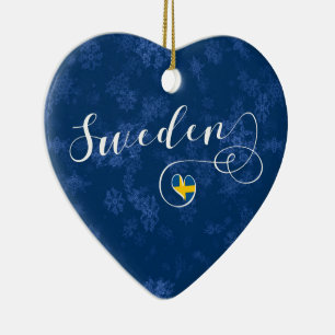 Schweden Herz, Weihnachtsbaumschmuck, Schwedisch Keramik Ornament