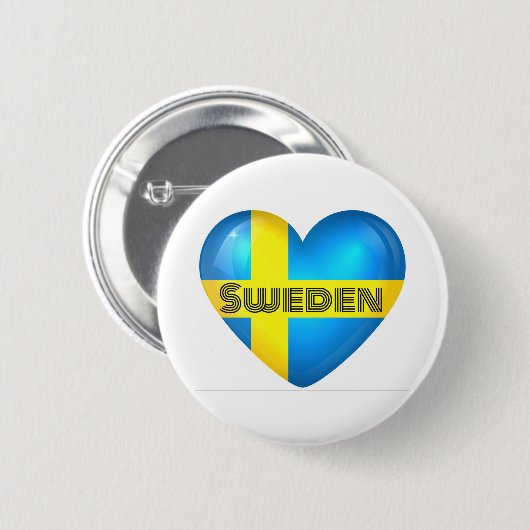 Schweden Herzenflagge Button (Vorne & Hinten)