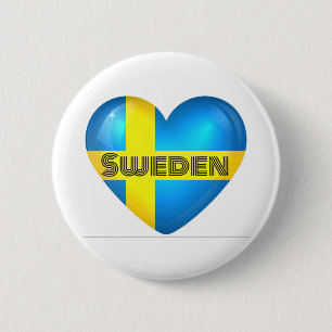 Schweden Herzenflagge Button