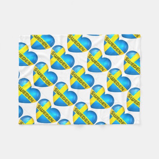 Schweden Herzenflagge Fleecedecke (Vorderseite (Horizontal))