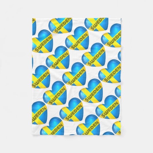 Schweden Herzenflagge Fleecedecke (Vorderseite)