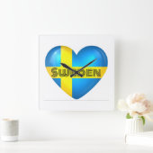 Schweden Herzenflagge Quadratische Wanduhr (Zuhause)