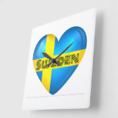 Schweden Herzenflagge Quadratische Wanduhr (Winkel)