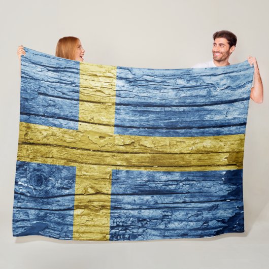 Schweden Holzflagge Fleecedecke (Beispiel)