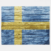 Schweden Holzflagge Fleecedecke (Vorderseite (Horizontal))