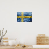 Schweden Holzflagge Poster (Küche)