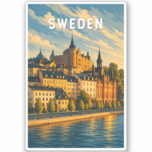 Schweden Illustration Reise Kunst Vintage Aufkleber