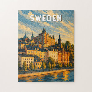 Schweden Illustration Reise Kunst Vintage Puzzle