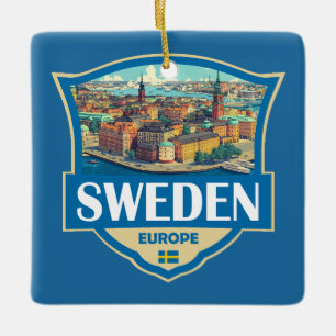 Schweden Illustration Retro-Abzeichen Keramikornament