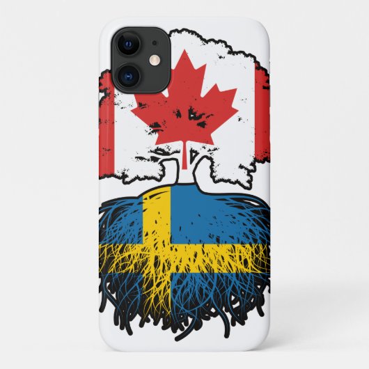 Schweden Kanadisches Tree-Roots-Flag Case-Mate iPhone Hülle (Rückseite)