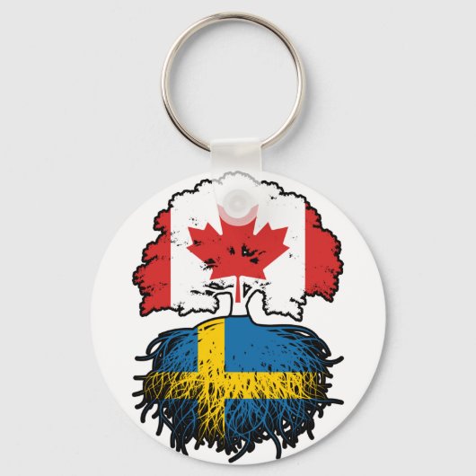 Schweden Kanadisches Tree-Roots-Flag Schlüsselanhänger (Vorderseite)