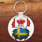 Schweden Kanadisches Tree-Roots-Flag Schlüsselanhänger (Vorderseite)