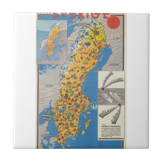 Schweden Karte Fliese (Vorderseite)