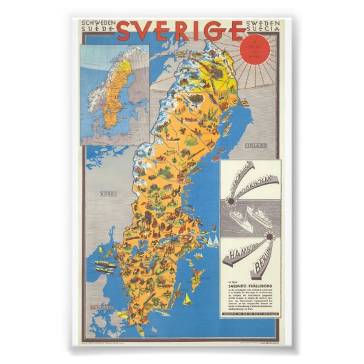 Schweden Karte Fotodruck (Vorne)