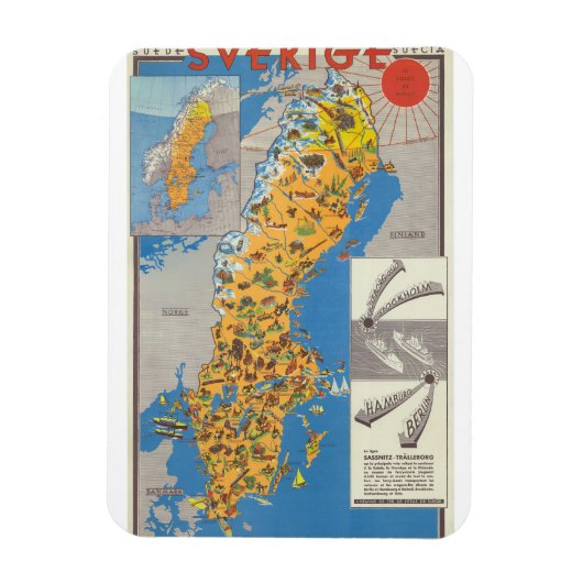 Schweden Karte Magnet (Vertikal)