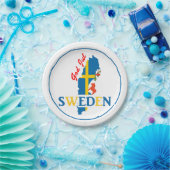 Schweden-Karten-Flagge und Gott Jul Pappteller (Party)