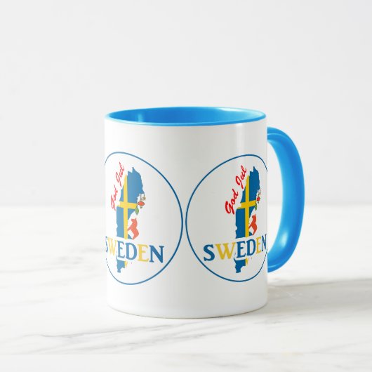 Schweden-Karten-Flagge und Gott Jul Tasse (VorderseiteRechts)