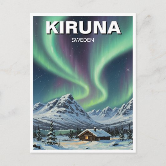 Schweden Kiruna Aurora Northern Lights Postkarte (Vorderseite)