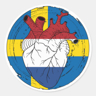 Schweden Koningsdag Niederlande Herz Runder Aufkleber