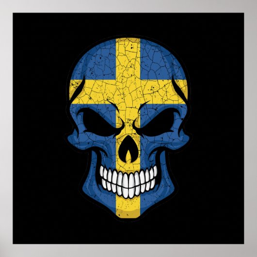 Schweden lächelt Schädelflagge Poster (Vorne)