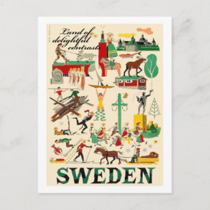 Schweden, Land der schönen Kontraste, Vintag Postkarte