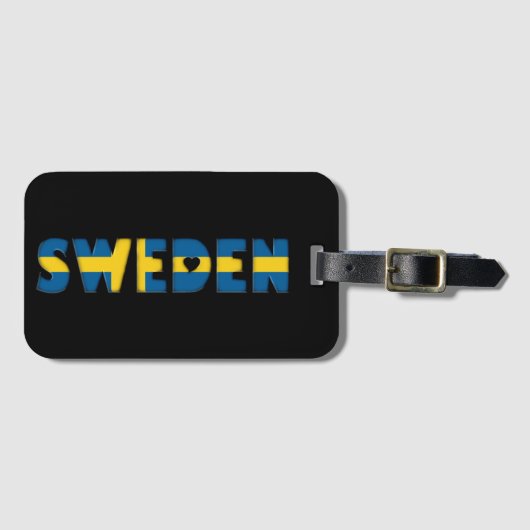 Schweden Land Flaggen Farben Typografie Herz Gepäckanhänger (Vorderseite (Horizontal))