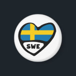 Schweden Ländercode Flaggenherz, SWE Magnet<br><div class="desc">Sweden Country Code Flag Heart Magnet A cool, cartoon style heart design with the flag and the 3 letter country code of the country. These alpha-3 country codes are used world wide in such fields as communications, travel and sports. And are useful in identifying and differentiating different countries by having...</div>