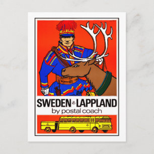 Schweden, Lappland, Postbus, Vintag, Reise Postkarte
