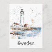 Schweden Leuchtturm Coast Watercolor Schweden Reis Postkarte (Vorderseite)