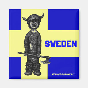 Schweden-Magnet mit lustigem Wikinger Magnet