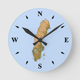 Schweden Map Clock Runde Wanduhr