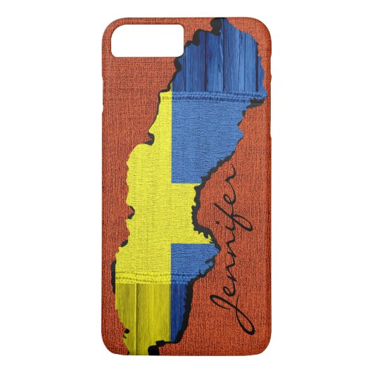 Schweden Map Flag Burlap Wood Look Case-Mate iPhone Hülle (Rückseite)