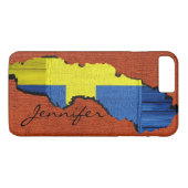 Schweden Map Flag Burlap Wood Look Case-Mate iPhone Hülle (Rückseite (Horizontal))