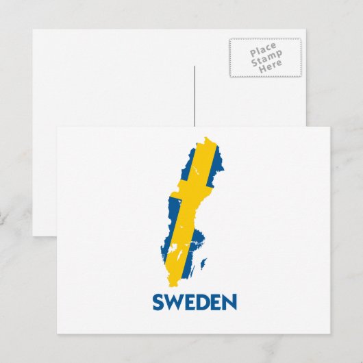 SCHWEDEN MAP POSTKARTE (Vorne/Hinten)