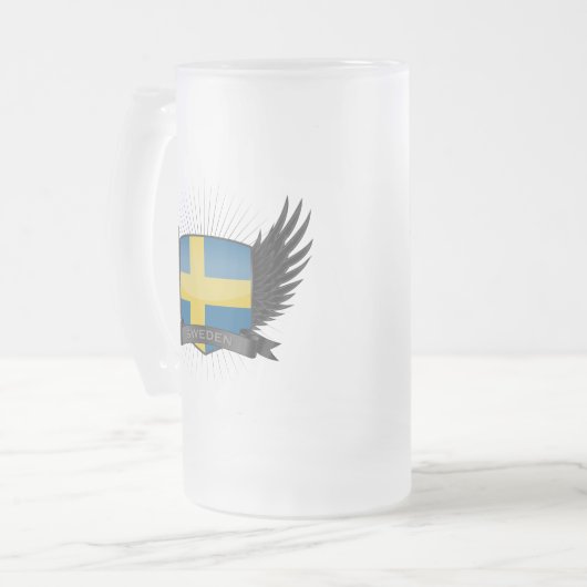 SCHWEDEN MATTGLAS BIERGLAS (Vorderseite Links)