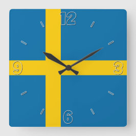 Schweden National Flag Patriotic Quadratische Wanduhr