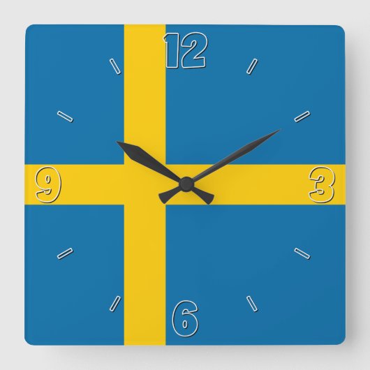 Schweden National Flag Patriotic Quadratische Wanduhr (Vorderseite)