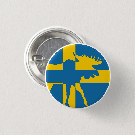 Schweden: Nationale schwedische Tierflagge Button (Vorne & Hinten)