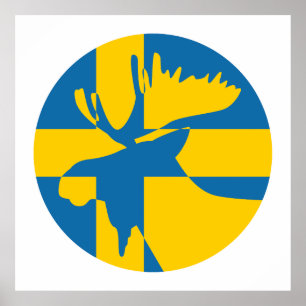 Schweden: Nationale schwedische Tierflagge Poster