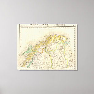 Schweden, Norwegen, Atlas Karte Leinwanddruck