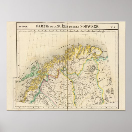 Schweden, Norwegen, Atlas Karte Poster (Vorne)