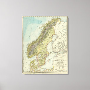 Schweden, Norwegen, Dänemark Leinwanddruck