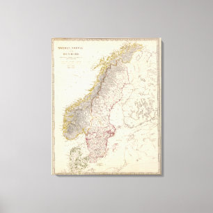 Schweden, Norwegen, Dänemark Leinwanddruck