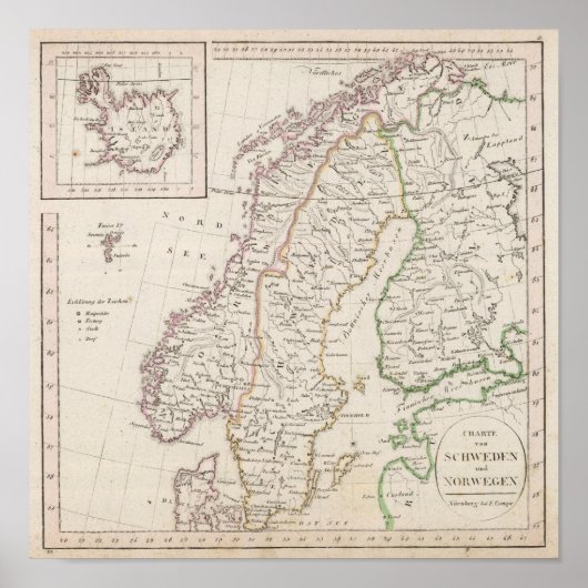 Schweden, Norwegen, Island Poster (Vorne)