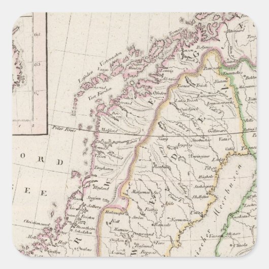 Schweden, Norwegen, Island Quadratischer Aufkleber (Vorderseite)