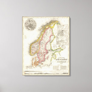 Schweden, Norwegen Leinwanddruck