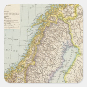 Schweden, Norwegen - Schweden und Norwegen-Karte Quadratischer Aufkleber